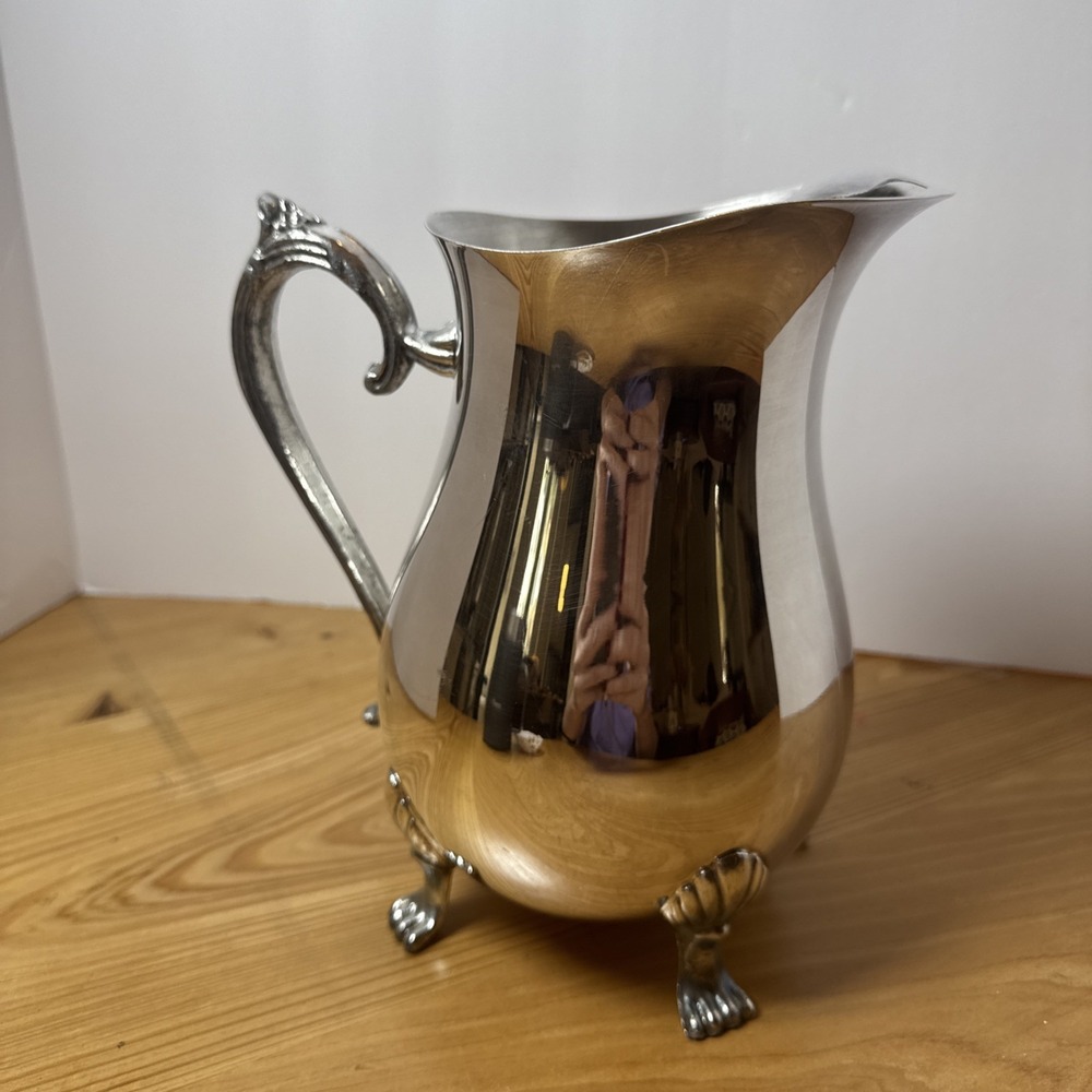 Vintage Leonard Silver Plated Footed Water Pitcher with Ice Guard